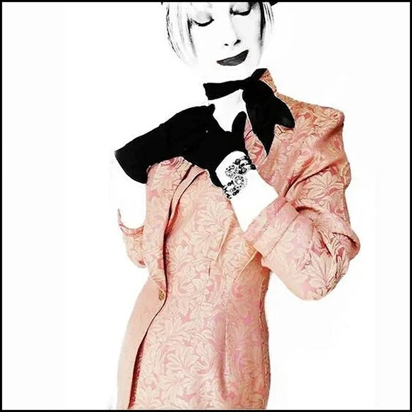 Vintage Spring Blazer Curvy Tapered Long Tailored Damask - 80s - Picture 4 of 10